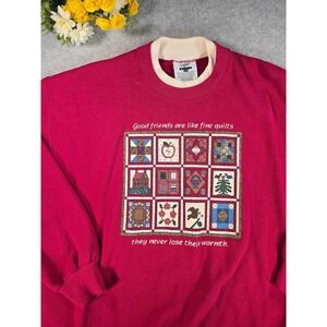 Vintage Gopher Sport Quilt Graphic Crewneck Sweater XL 90s Grandma Cottagecore